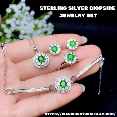 Boutique 925 Sterling Silver Diopside Jewelry Set - Vianchi Natural Glam
