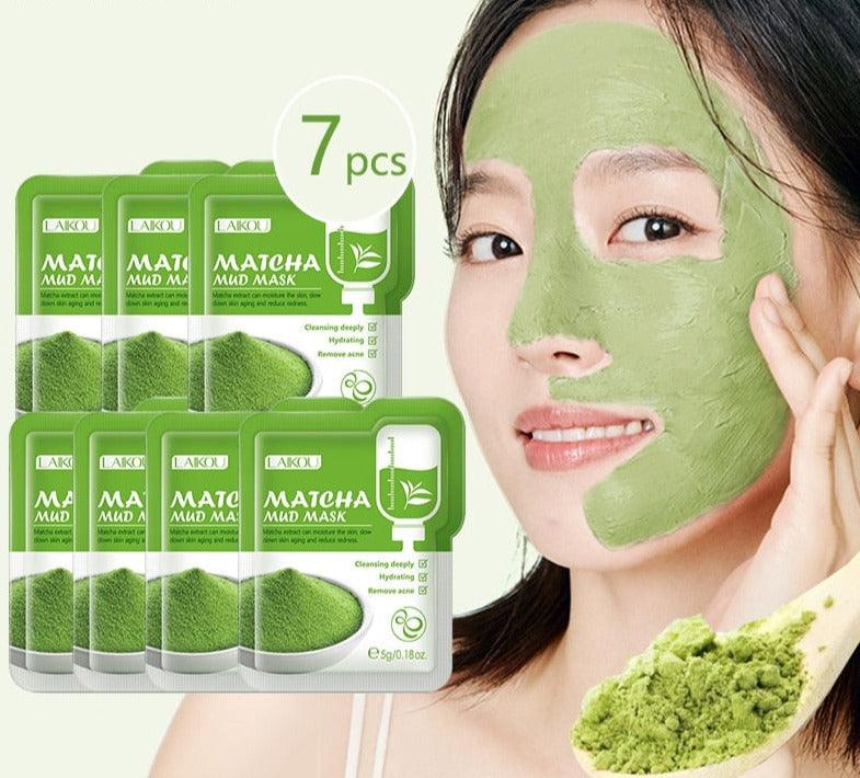 7pcs Matcha Green Clay Mud Face Mask - Vianchi Natural Glam