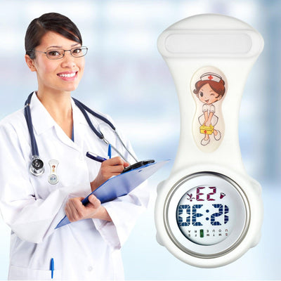 LANCARDO Silicone Brooch Clip Medical Nurse Digital Watch - Vianchi Natural Glam