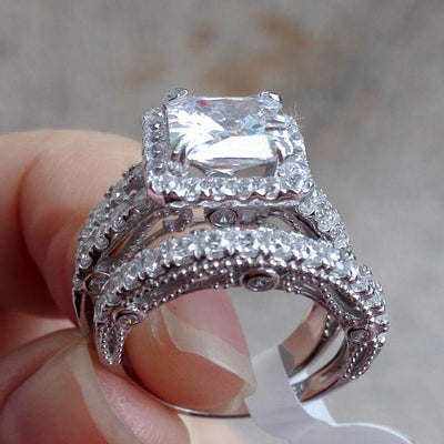 2 Pcs Halo Wedding Ring - Vianchi Natural Glam