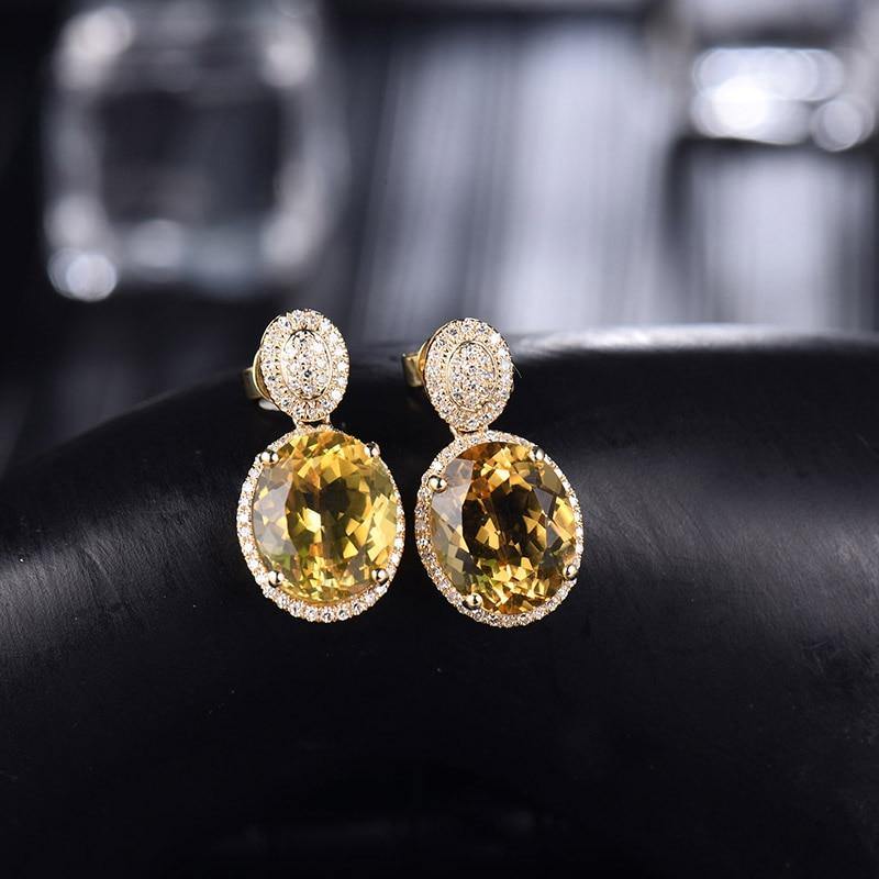 Women's 14kt Citrine Yellow Gold Engagement Earrings - Vianchi Natural Glam