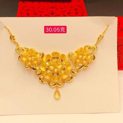 HX 24K Pure Gold Brightly Simple Necklace - Vianchi Natural Glam