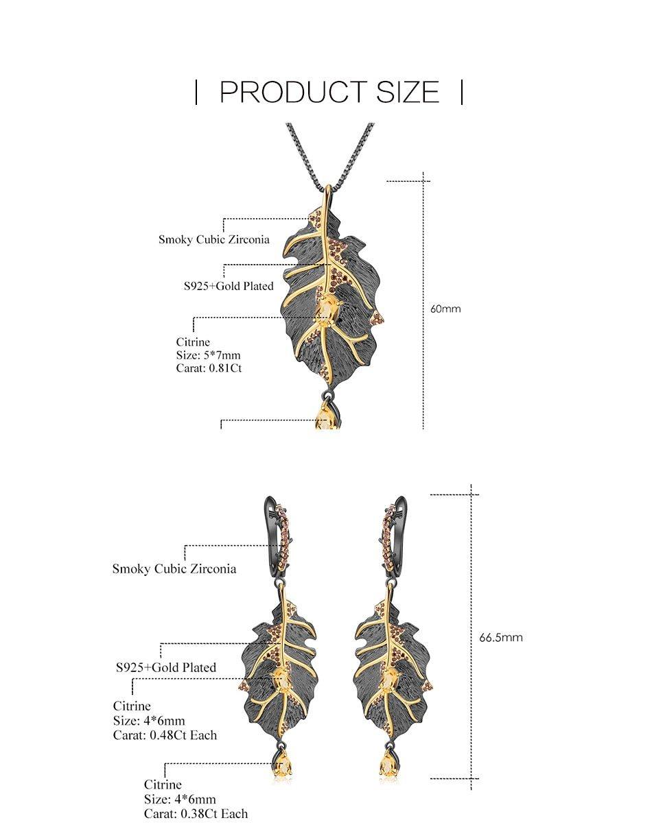 Natural Citrine Handmade Leaf Pendant Necklace - Vianchi Natural Glam