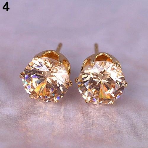 Round Cubic Zirconia Alloy Ear Studs - Vianchi Natural Glam