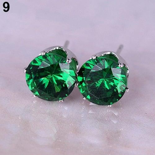 Round Cubic Zirconia Alloy Ear Studs - Vianchi Natural Glam