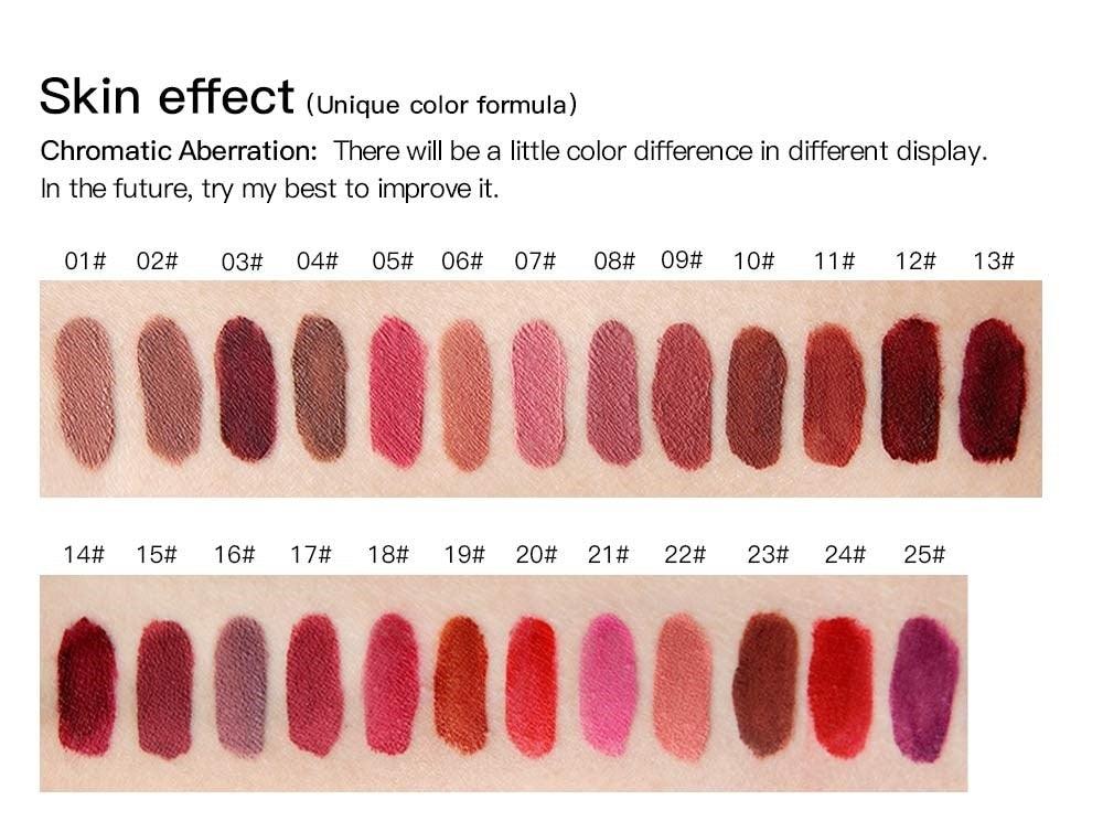 25 Color Waterproof Matte Liquid Lipstick - Vianchi Natural Glam